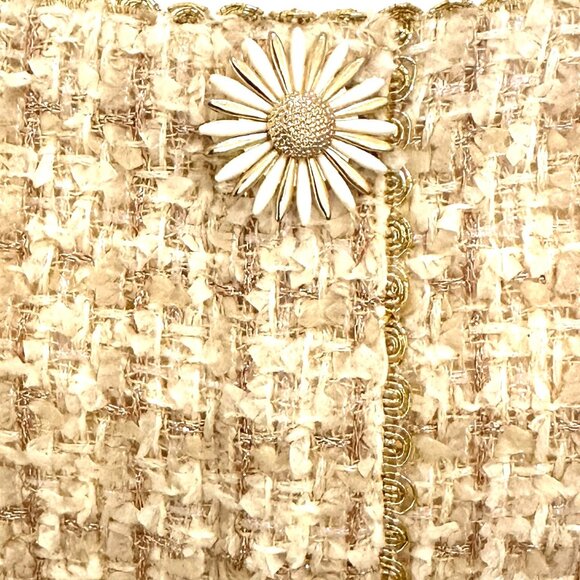 EVA FRANCO CREAM AND GOLD TWEED DRESS SIZE 8 NWOT - Picture 2 of 6